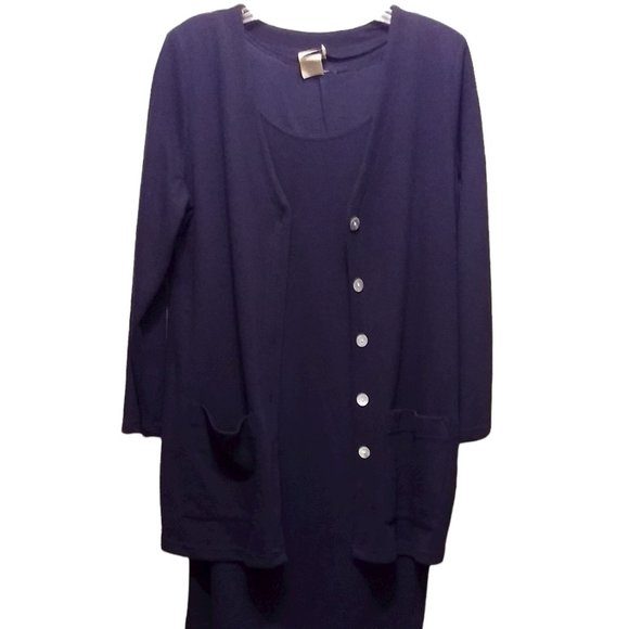 2-Piece Cobalt Blue Sheath Dress and Matching Cardigan Size 14 - Picture 2 of 10